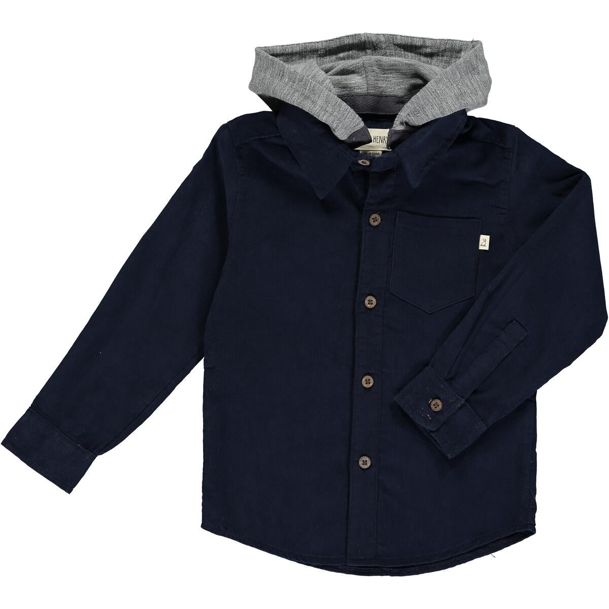 Erin Hooded Woven Shirt | Navy Cord