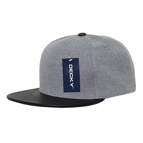 Decky 1115 Melton Vinyl Snapback, 6 Panel Vinyl Flat Bill Cap