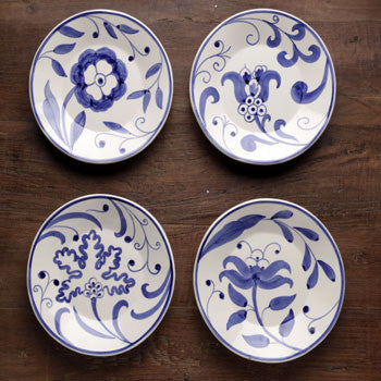 Floral Plate Blue White