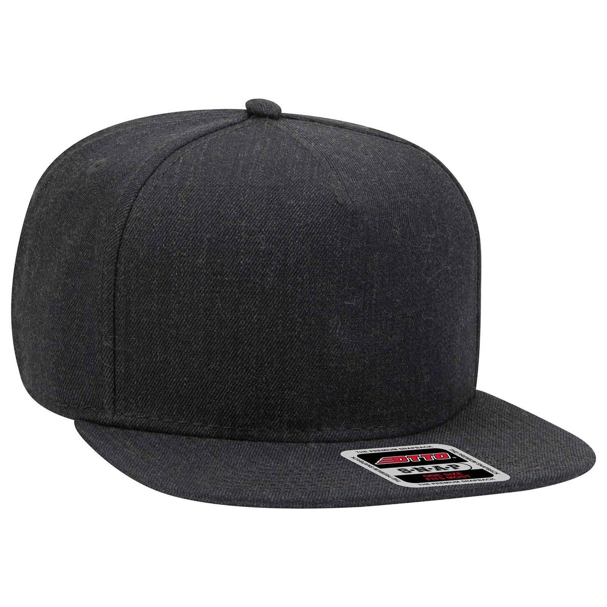 Otto 5 Panel Mid Pro Snapback Hat, Wool Blend Flat Bill Cap – 158-1176