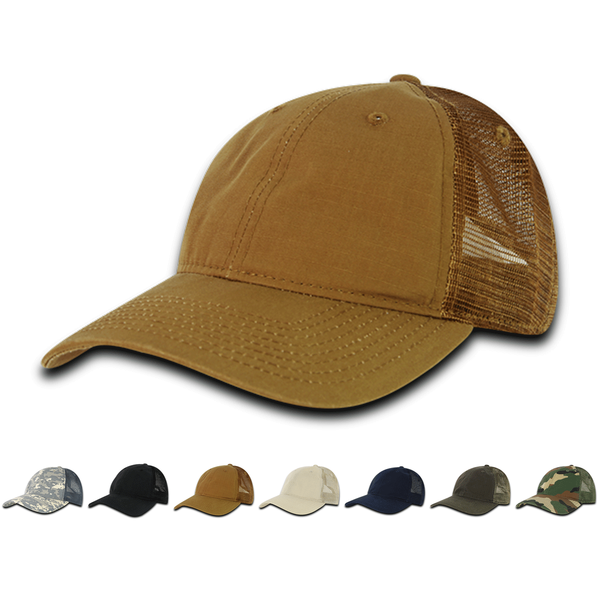 Decky 3016 Relaxed Ripstop Trucker Hat, Baseball Cap with Mesh Back