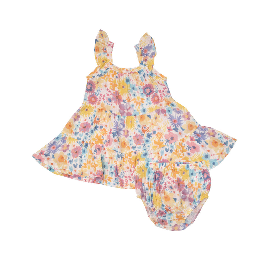 Twirly Dress & Diaper Cover – Painty Bright Floral