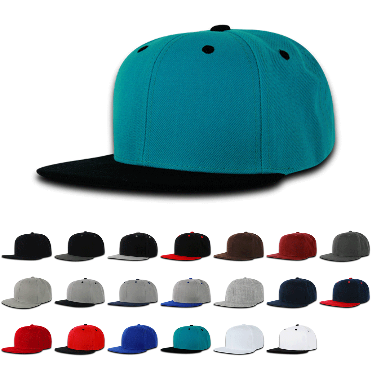 Decky 7011 – Youth 6 Panel High Profile Structured Snapback, Kids Flat Bill Hat