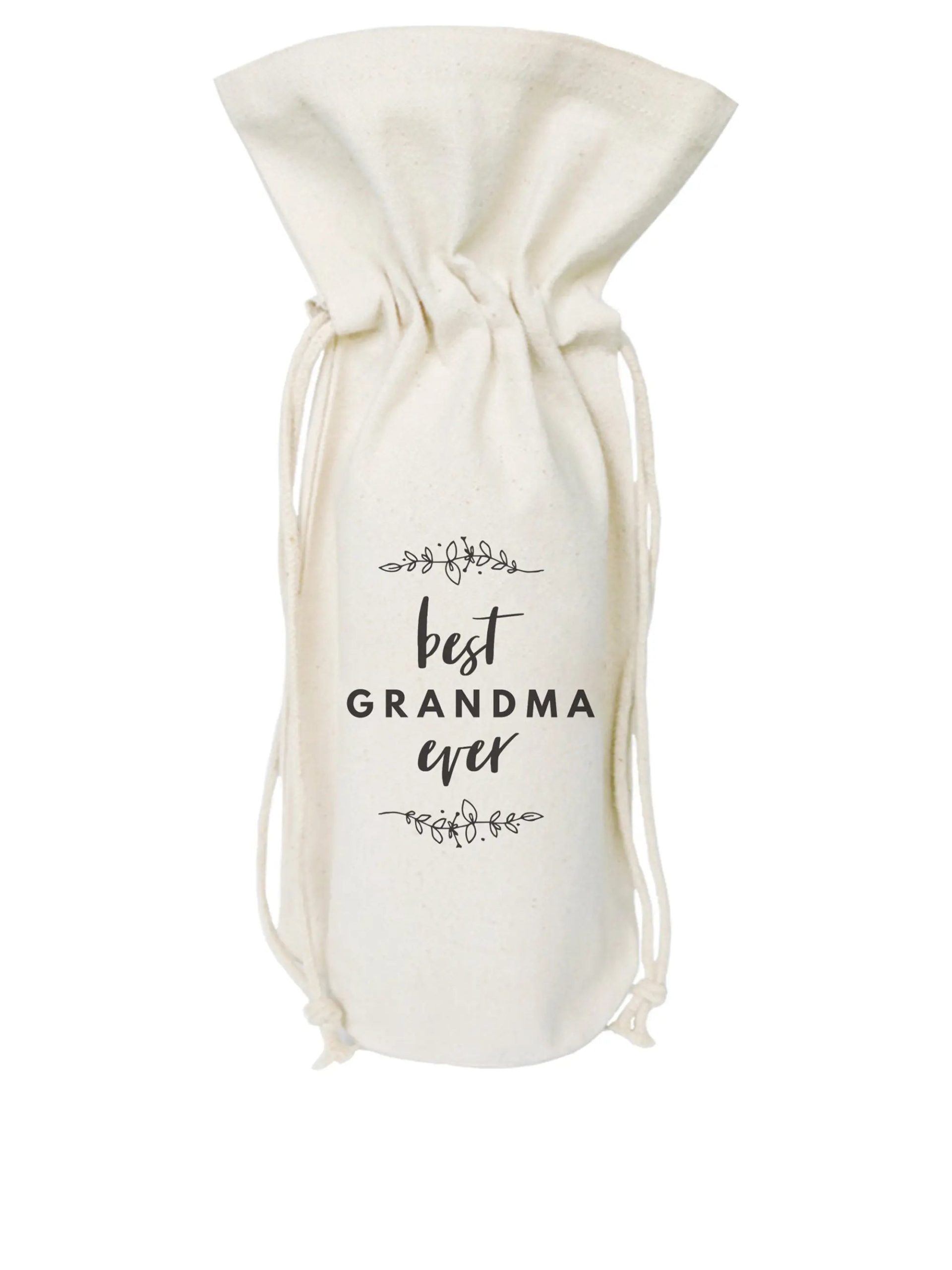 Best Grandma Ever Cotton Canvas Wine Bag