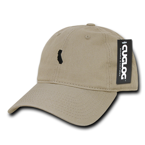 California Map Baseball Cap Dad Hat, Khaki