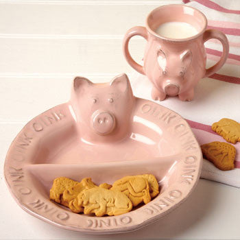 Plate & Mug Set, Pig, Pink