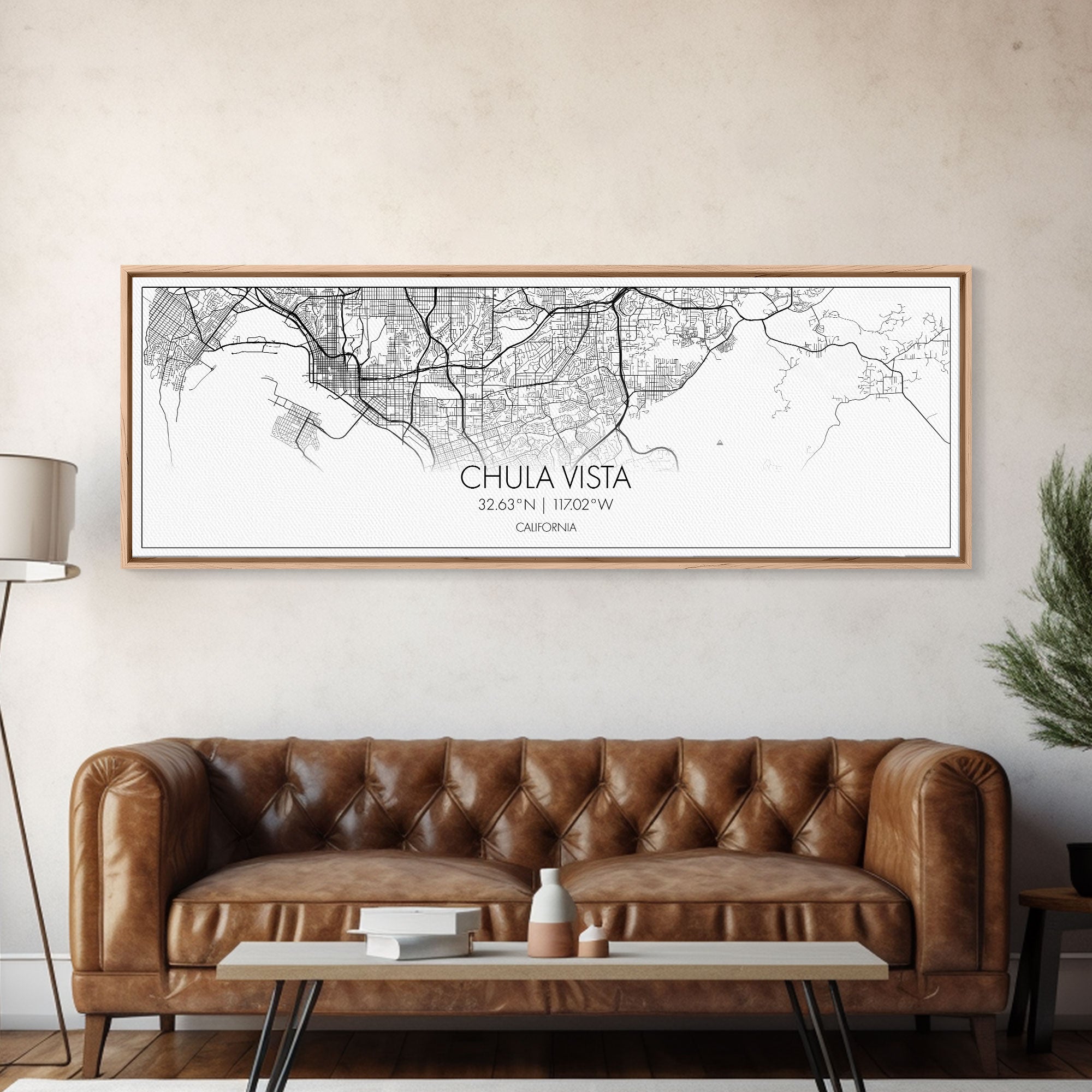 Panoramic Chula Vista City Map, California Art, Map Print, Minimalist Wall Art, Canvas Art, Housewarming Gift, Street Map Art, Closing Gift