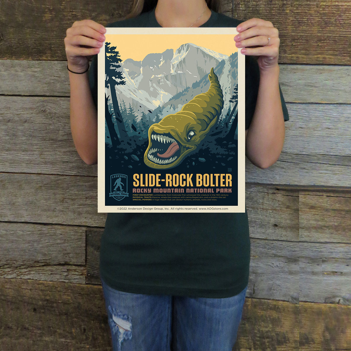 Rocky Mountain National Park: Slide-Rock Bolter (Legends & Monsters) Art Print