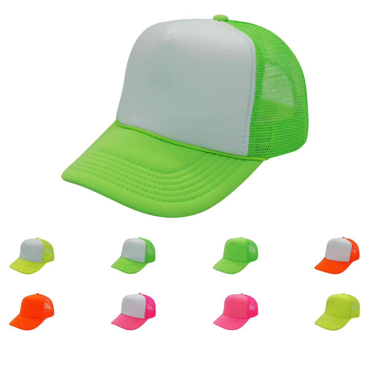 Nissun Neon Color Foam Mesh Trucker Hats Caps, Blank Two Tone Snapbacks