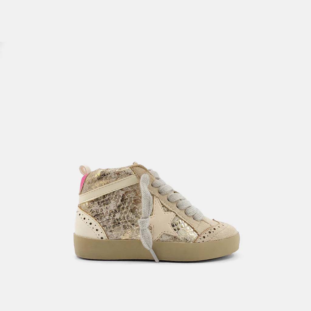 Paulina High Top Toddler Sneaker | Gold Snake