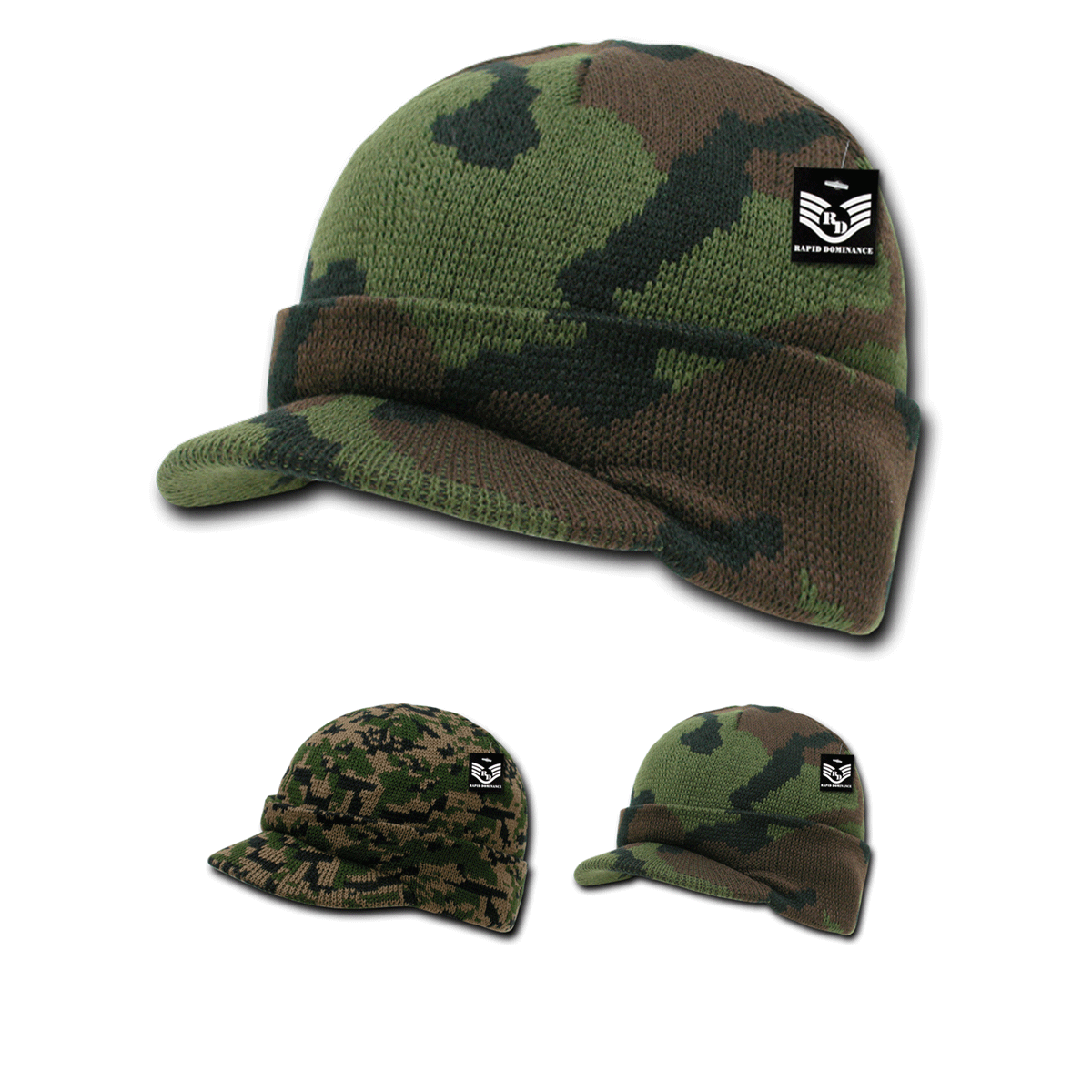 Camo Beanie Jeep Knit Watch Cap Visor GI Military Camouflage – Rapid Dominance R604