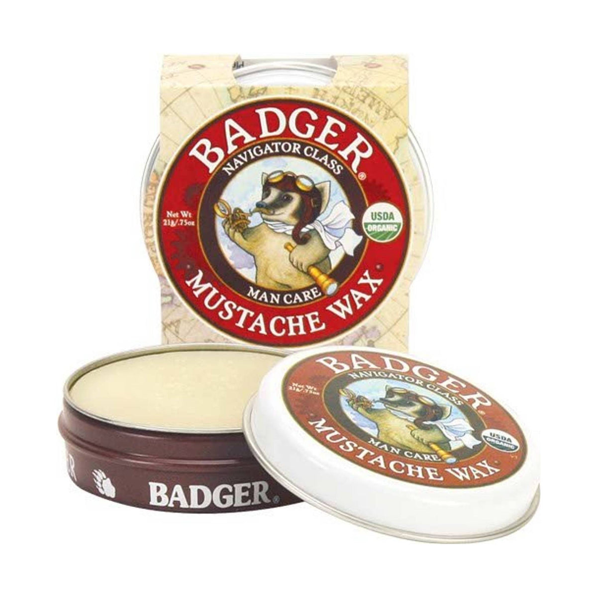 Badger Mustache Wax .75oz Tin – Navigator Class Man Care