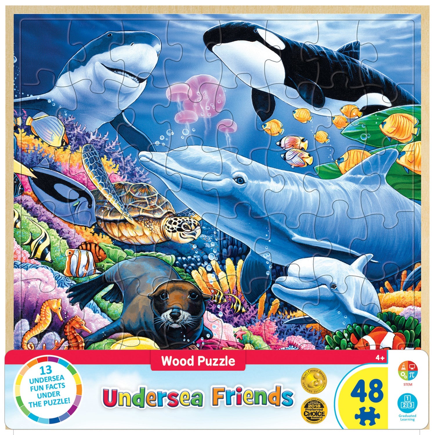 Wood Fun Facts – Undersea Friends 48 Piece Wood Jigsaw Puzzle