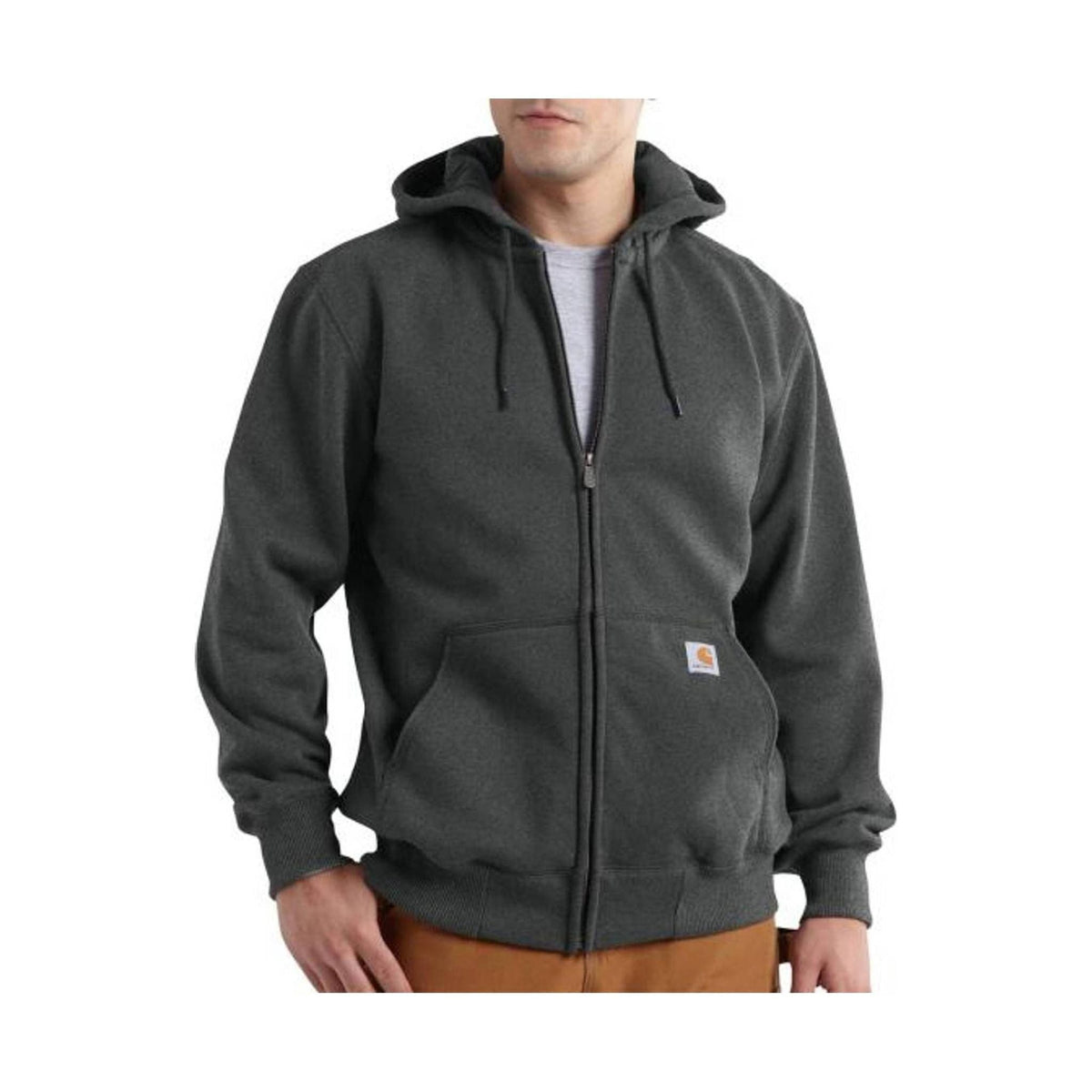 Carhartt Men’s Rain Defender Paxton Heavyweight Hooded Zip-Front Sweatshirt – Carbon Heather