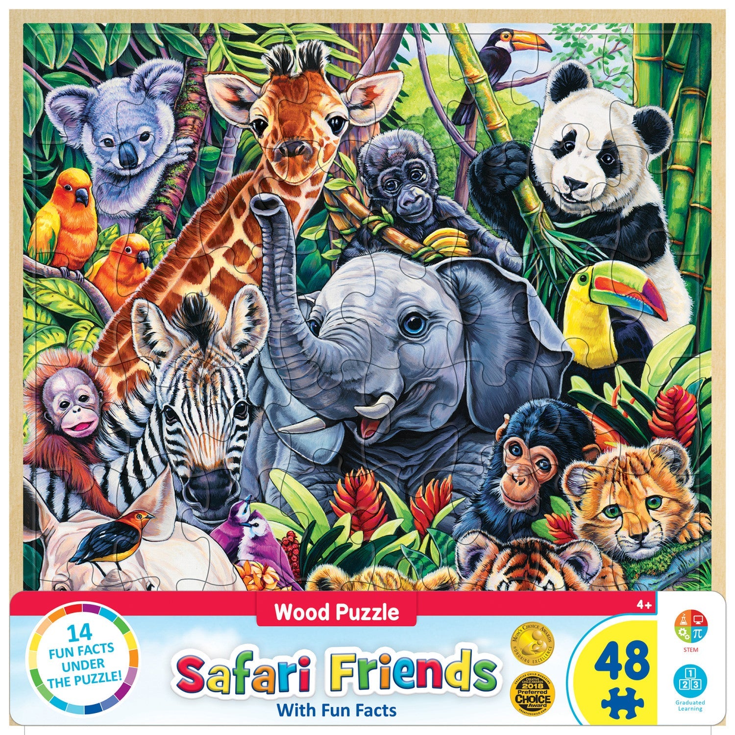 Wood Fun Facts – Safari Friends 48 Piece Wood Jigsaw Puzzle