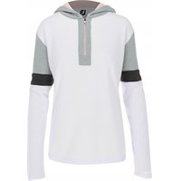 Ladies FootJoy Half-Zip Blocked Hoodie Previous Season Apparel Style Outerwear in White