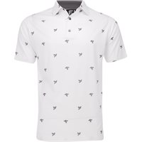 FootJoy Thistle Print Lisle Self Collar Previous Season Apparel Style Shirt in White