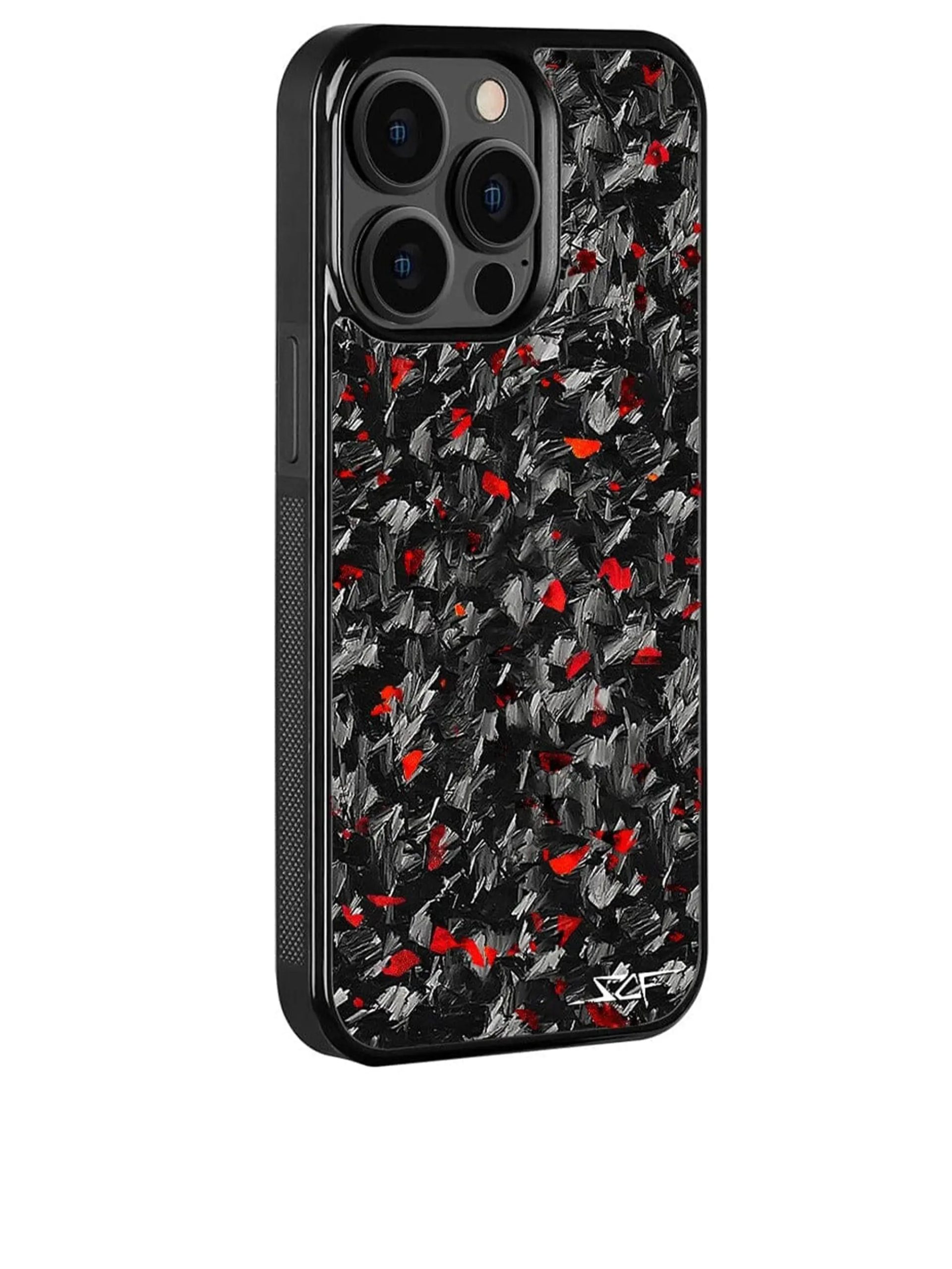 iPhone 15 Pro Max Real Red Flake Forged Carbon Fiber Phone Case | CLASSIC Series