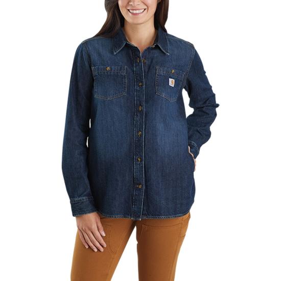 Women’s Relaxed Fit Midweight Denim Long Sleeve Shirt 105492