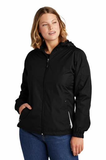 Sport-Tek LST76 Ladies Colorblock Hooded Raglan Jacket