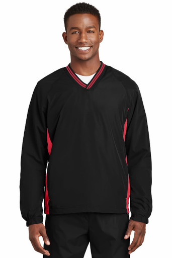 Sport-Tek JST62 Tipped V Neck Raglan Wind Shirt