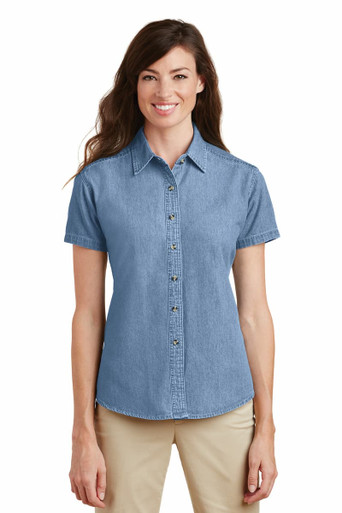 Port & Company LSP11 Ladies Short Sleeve Value Denim Shirt