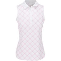 Ladies Puma Cloudspun Plaid Sleeveless Shirt in White Glow / Pink Icing